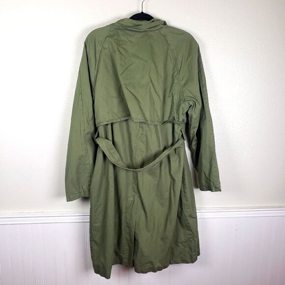Women's American Eagle Olive Green Long Double Breasted Trench Coat Size XL - Picture 2 of 14